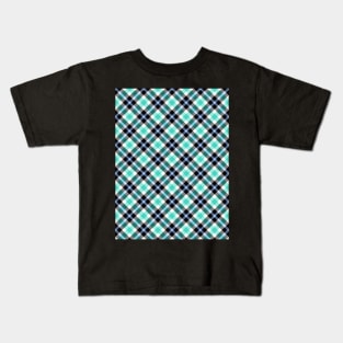 Green and blue plaid Pattern Kids T-Shirt